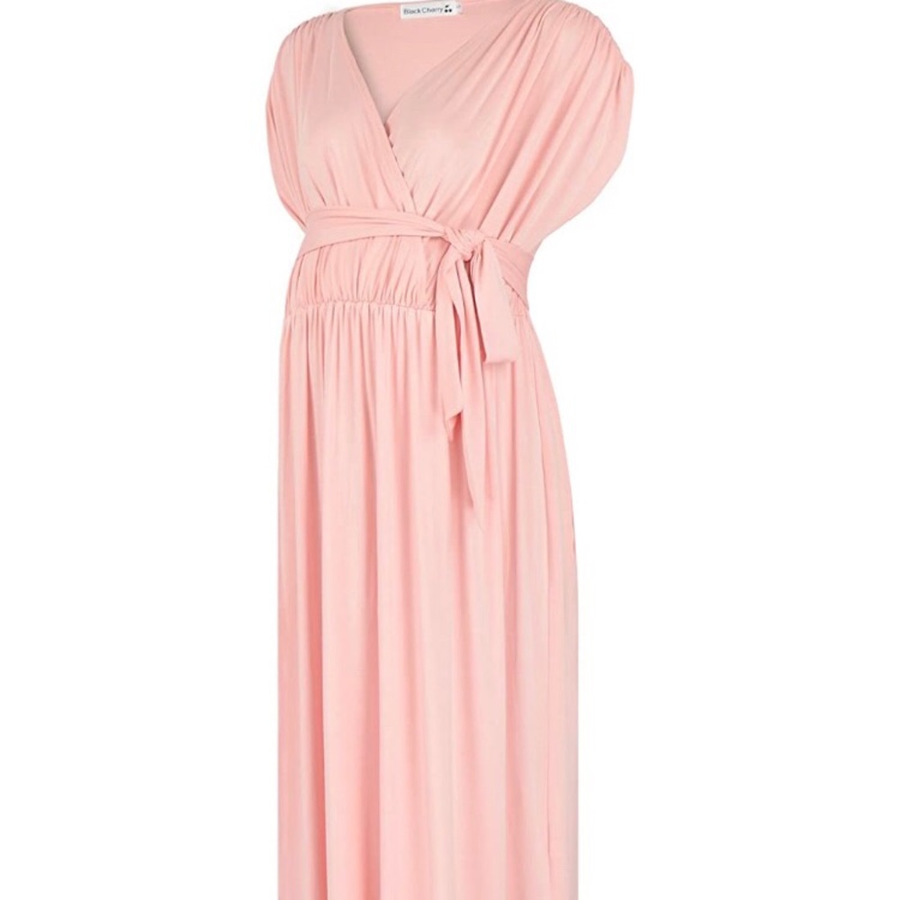 Pink Maternity Wrap Dress